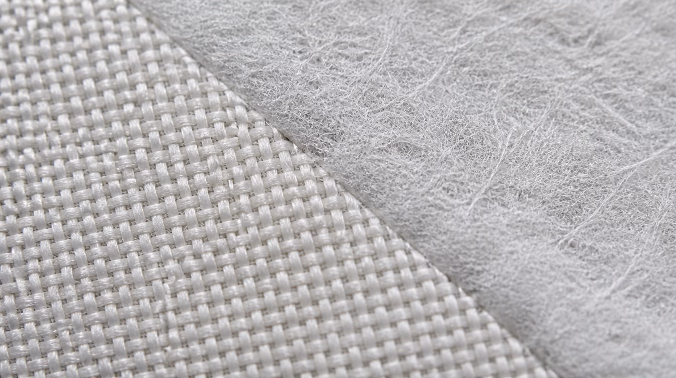 Woven cotton on the left, pressed nonwoven on the right: nonwoven is not a fabric type but a production method.